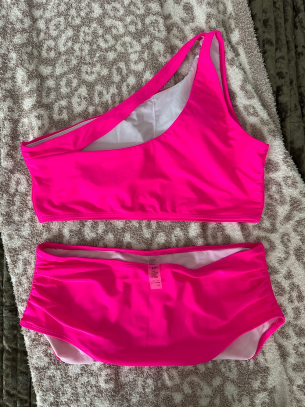 Hot Pink One-Shoulder Bikini Set - Picture 2 of 2